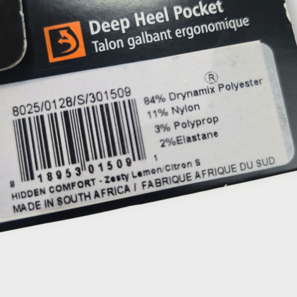 Balega Hidden Comfort No Show Tab S (Unisex) Citrus Zesty Color Lemon - Picture 5 of 5